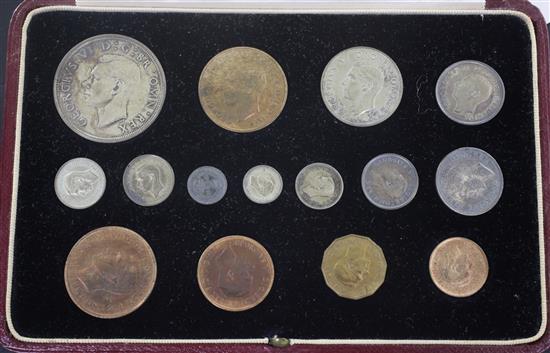 A 1937 specimen coin set, farthing to crown,